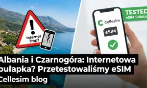 Albania i Czarnogóra: pułapka z internetem? Przetestowaliśmy eSIM Cellesim. Widok na wybrzeże i telefon z eSIM.