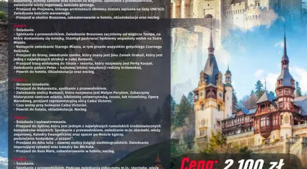 Zamek Drakuli i pałac Peles w Rumunii, Transylwania. Odkryj piękno i tajemnice tego regionu.